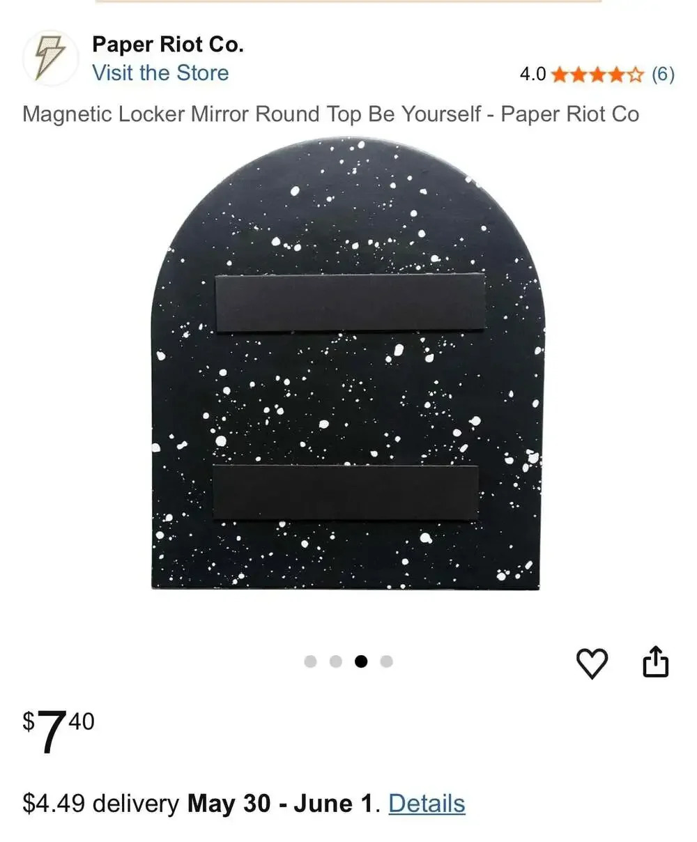 Paper Riot Co. Magnetic Locker Mirror Round Top Be Yourself